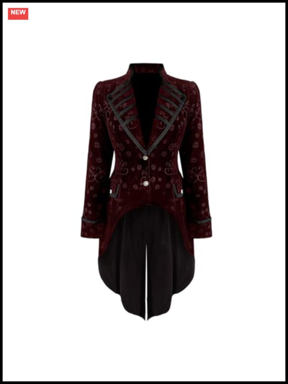 Velvet Steampunk Victorian Pirate Tailcoat Gothic Long Jacket